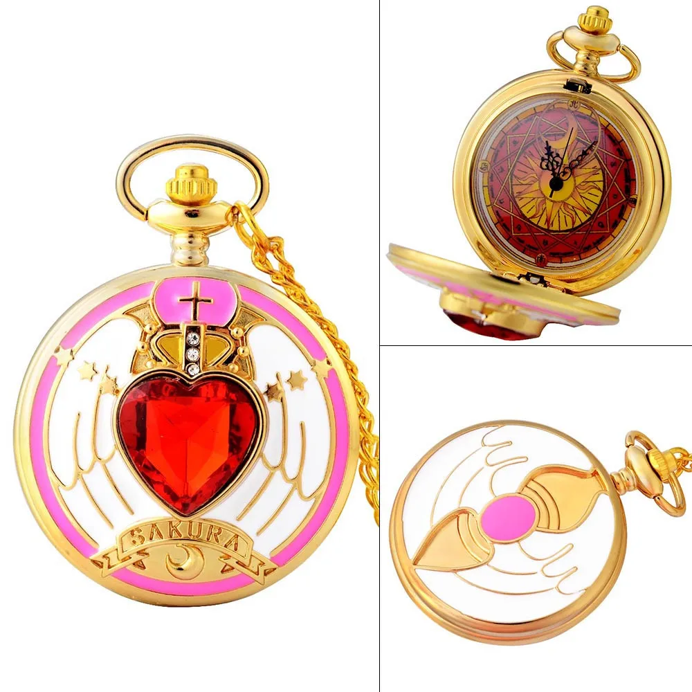 

vintage Bronze Fob watch steampunk pocket watch with chain necklace pendant for men and women