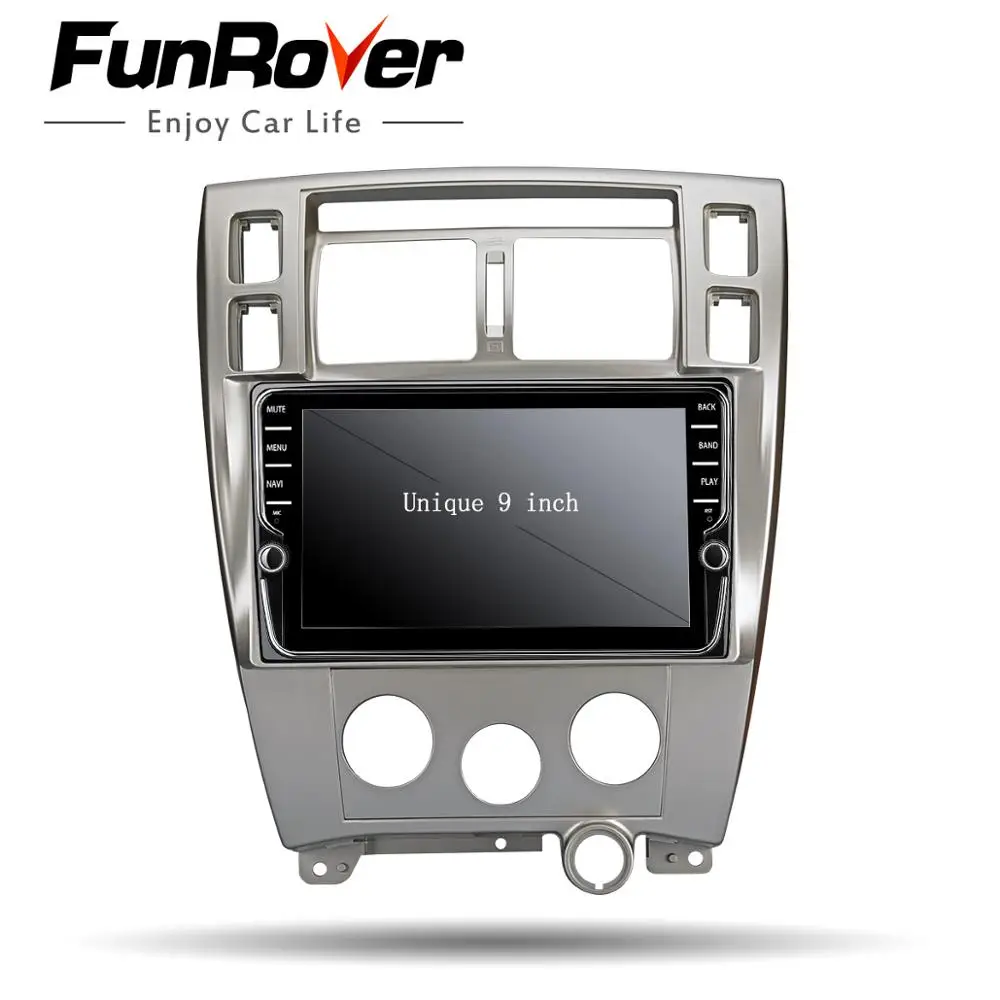 FUNROVER " Android 8,0 автомобильный Радио Мультимедиа dvd для hyundai Tucson 2006- 2 din головное устройство навигатор с GPS, dvd стерео плеер FM