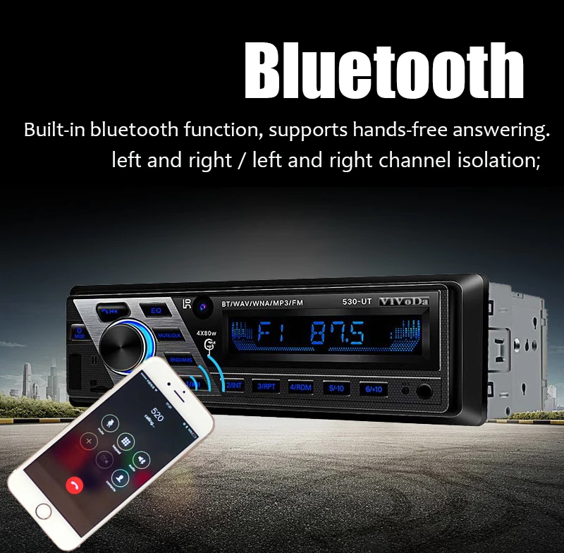 1 Din FM Hi Fi автомобильная аудиосистема Steoro с дистанционным управлением 12 в