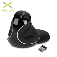 Delux M618 Plus Ergonomic Vertical Wireless Mouse 1600 DPI Function Buttons Optical Mice with Removable Palm Rest For Computer