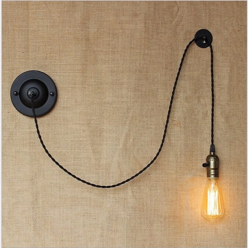 

Retro Loft Industrial Vintage Wall Lamp Light Wall Sconce Adjustable Handle Metal Rustic Loft Light Sconce Fixtures