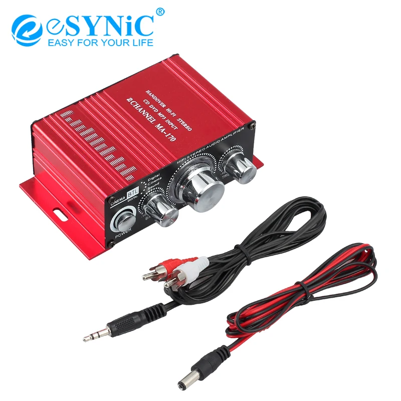 ESYNiC Hi Fi 12 В мини автомобильный стерео усилитель 2 канала Авто Аудио Цифровые