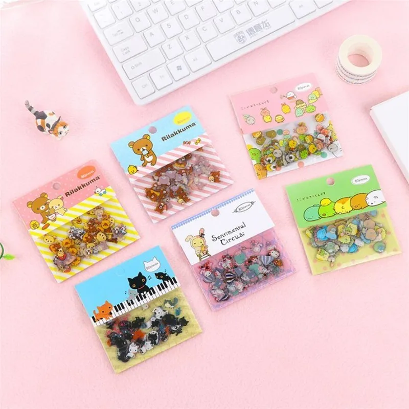 80 шт./лот Мини мультфильм Rilakkuma Декоративные наклейки Kawaii Кот альбом для дневника