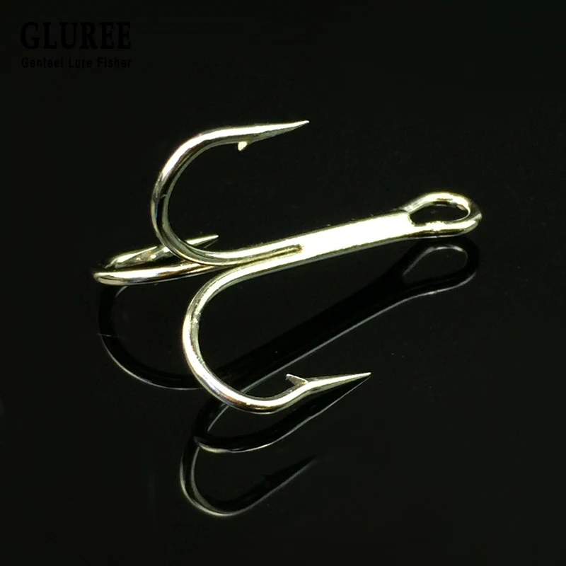 GLUREE 30 шт./лот 4 #6 #8 #10 #12 # Тройной Крючок из высокоуглеродистой стали рыболовный