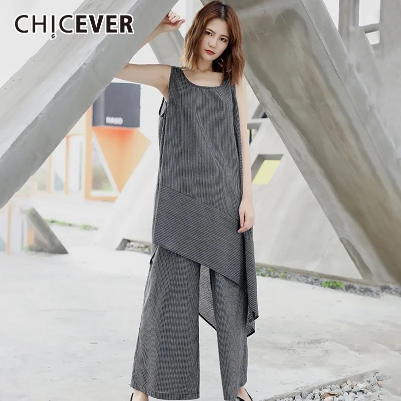 CHICEVER 2019 весенние женские костюмы с квадратным воротником без рукавов