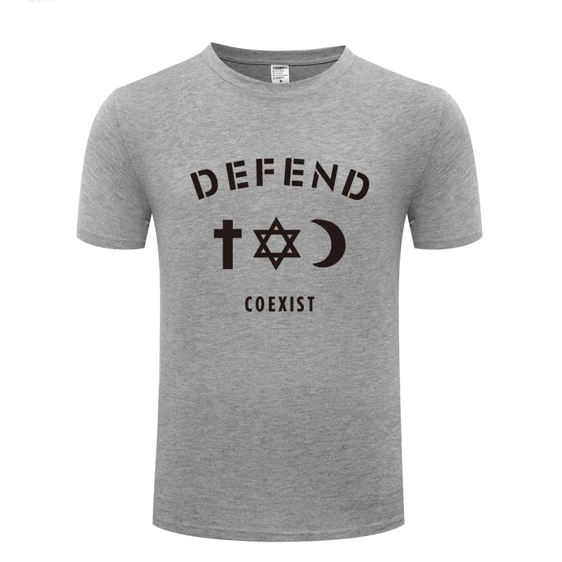 

COEXIST Personality Creative Men's T-Shirt T Shirt Men 2018 New Short Sleeve O Neck Cotton Casual Top Tee