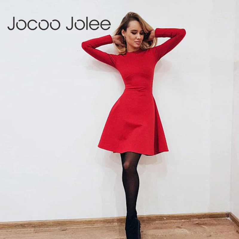 Женское Повседневное платье трапеция Jocoo Jolee однотонное облегающее мини с