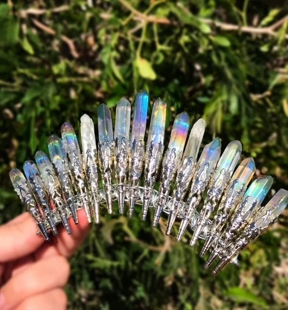 Crystal Crown Mermaid Crowns Tiara Comb Fairy Bride Weddings Boho Festivaltheof |