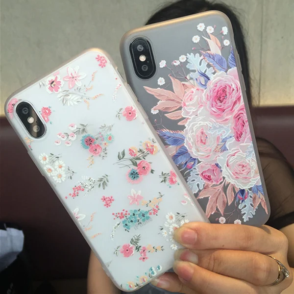 Противоударный Тонкий чехол с цветочным рисунком совместимый iPhone 6 6s 7 8 Plus X RJ88 ND998