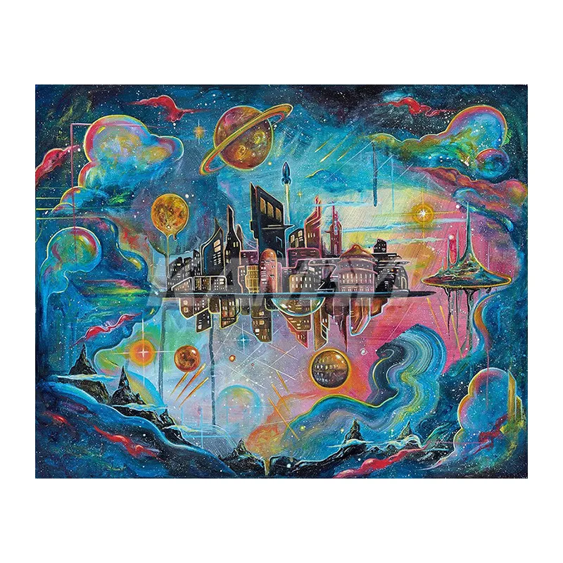 

Алмазная вышивка 5D «сделай сам» с квадратным сверлом, 3D картина с мотивом аниме «город и космос», мозаика для вышивки крестиком, украшение д...