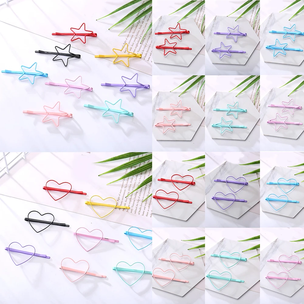 Новое поступление 2 шт./лот заколки для волос в форме сердца и звезд карамельные