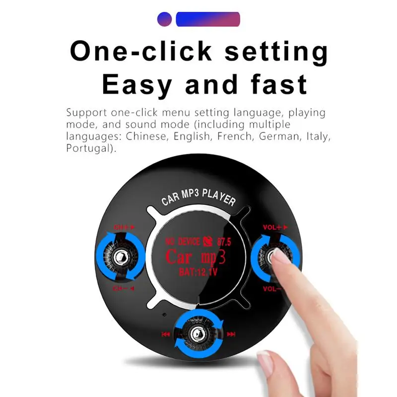 Автомобильный MP3 плеер FM радио Bluetooth двойной зарядка через usb Порты и разъёмы