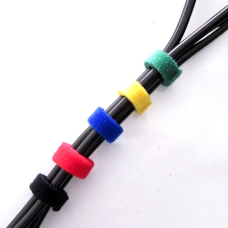 50 шт./лот многоцветная застежка многоразовая волшебная лента крюк силовой провод