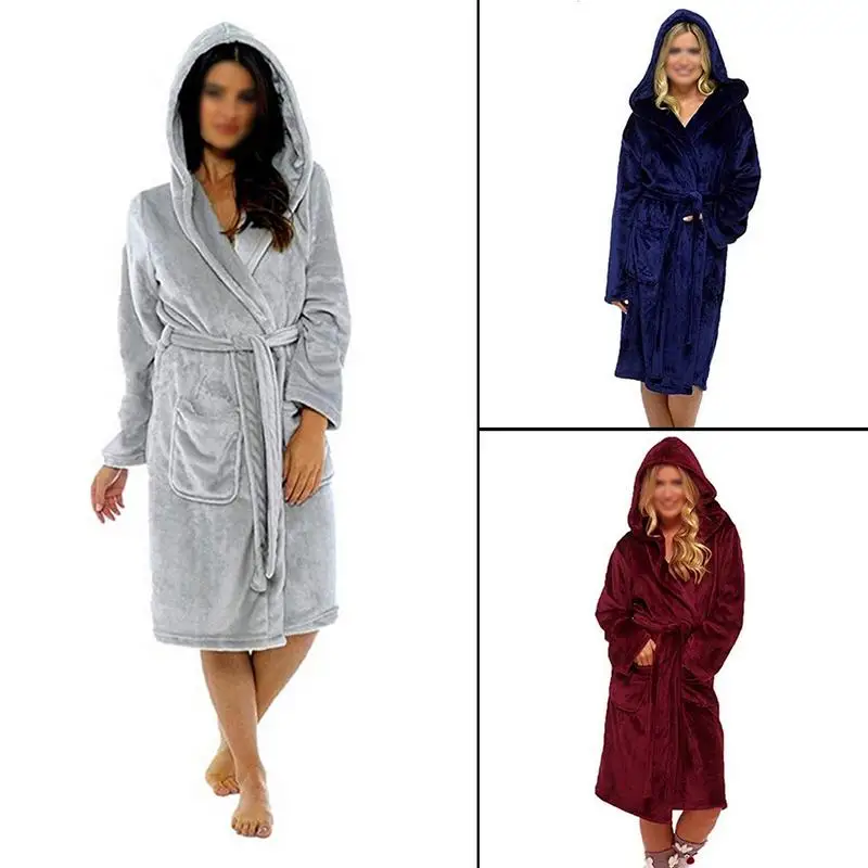 Купальный халат унисекс теплый утолщенные ночные рубашки Зимняя домашняя