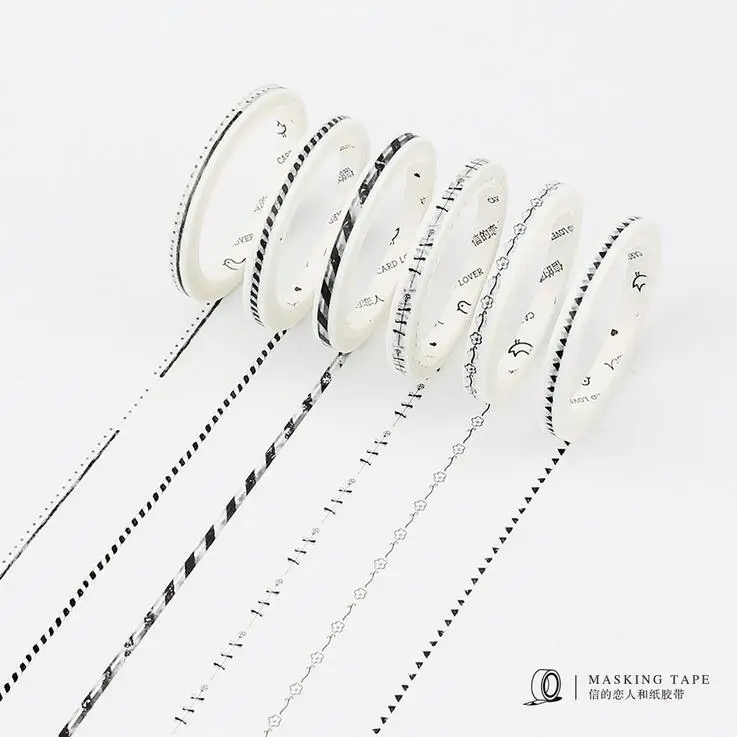 3 шт. 0 5 см * 7 м черно белая симпатичная Маскировка Stikcer Craft Creative School для детей васи