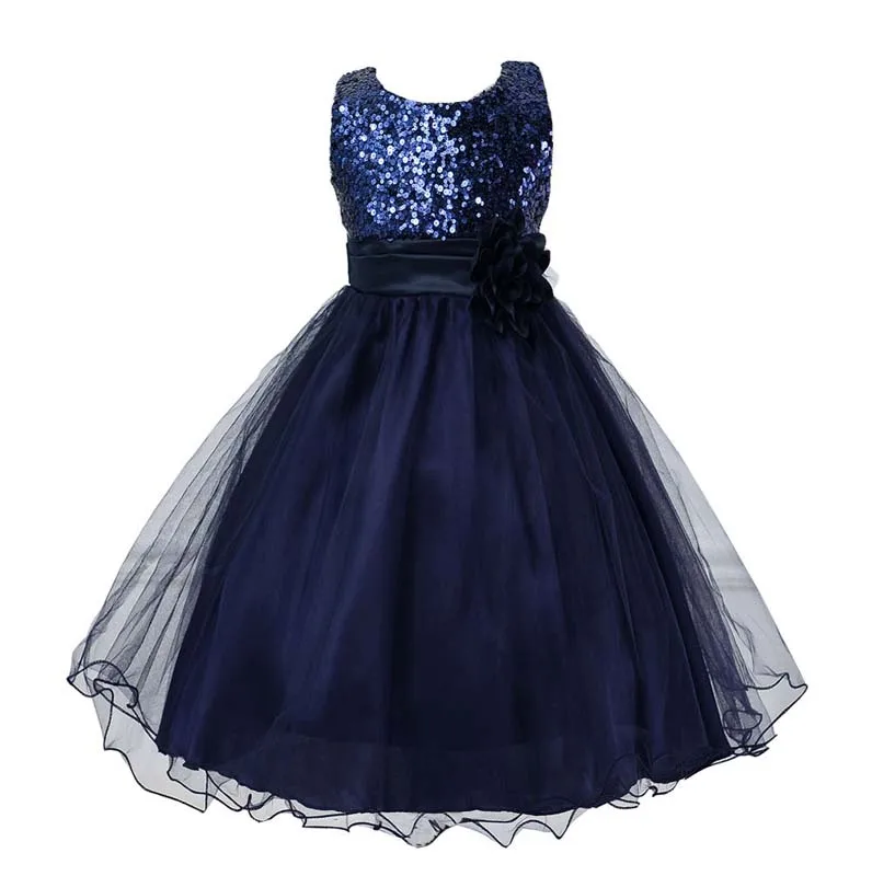 2019 Formal Sequins Grils Dress Kids Baby 3D Flower Girl Lace Tulle Gown Princess Party Wedding Long Dresses 5 Colors | Детская одежда