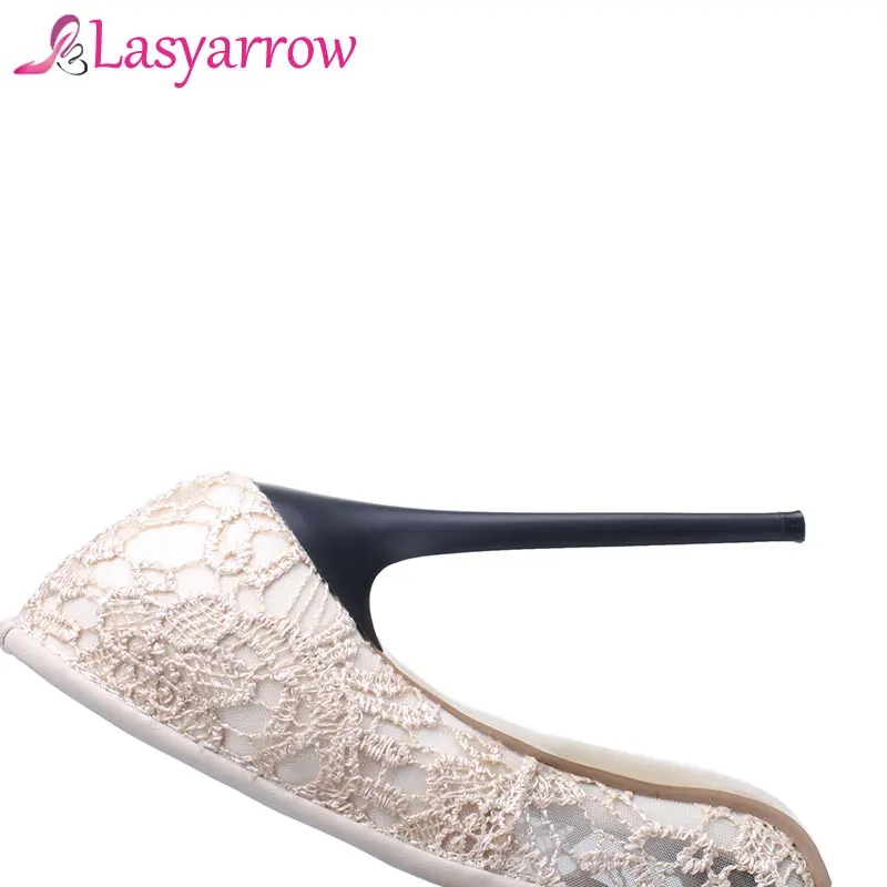 Lasyarrow/черные белые кружевные свадебные туфли на высокой шпильке соблазнительные