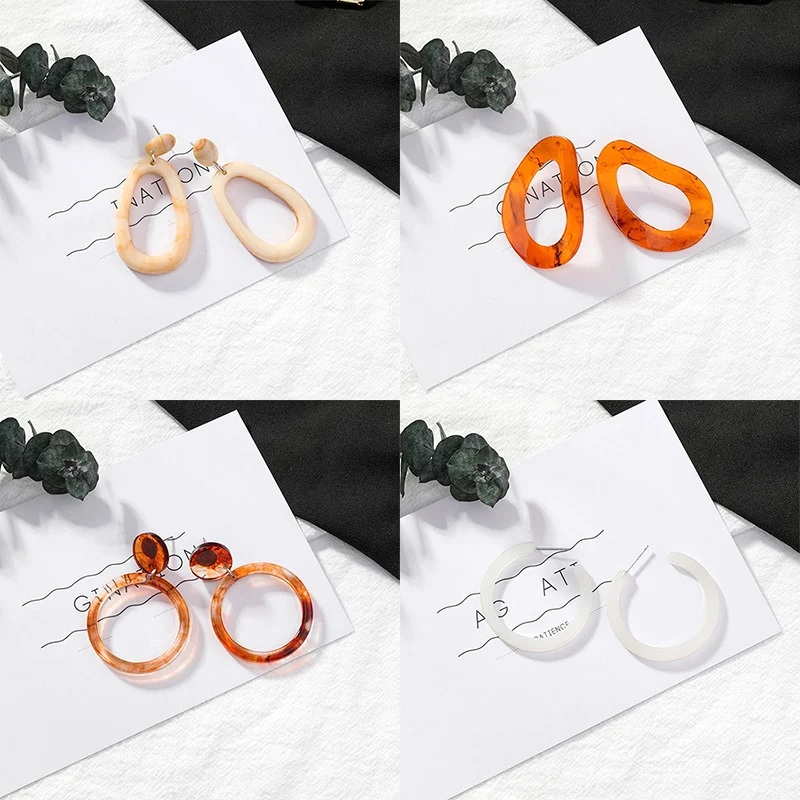 Женские винтажные серьги-подвески круглые серьги из 2019 акрила вечерние пара |