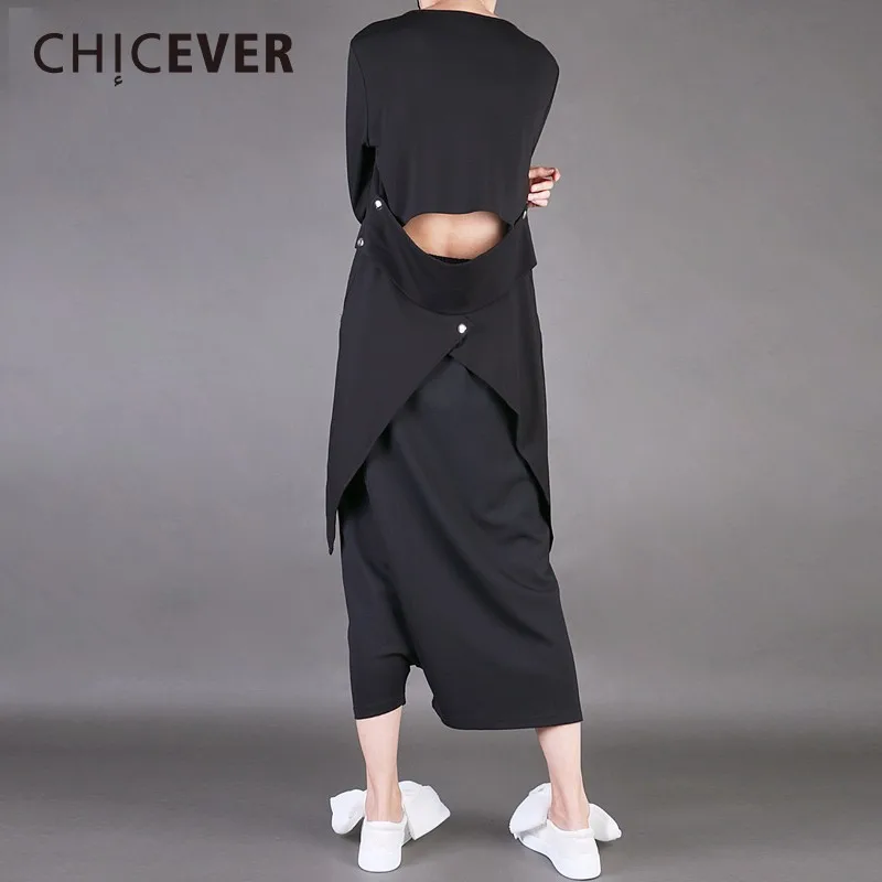 Женская облегающая футболка CHICEVER черная с длинными рукавами и v образным вырезом