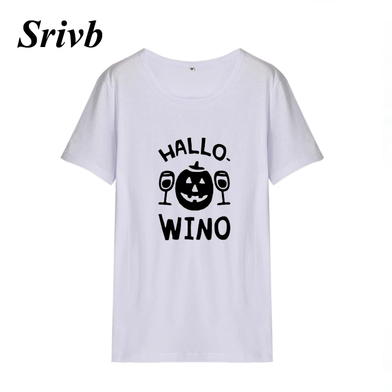 Женская хлопковая футболка с коротким рукавом Srivb Hallo Wino черно белая принтом Tumblr