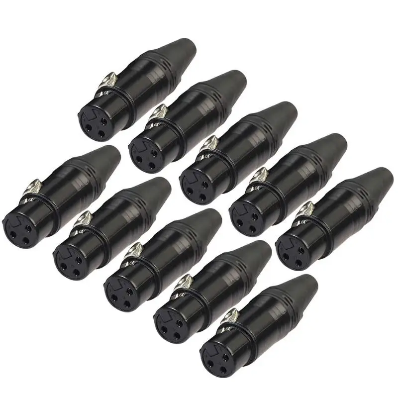 10 шт. XLR 3 контактный гнездовой аудиокабель сделай сам микрофонные разъемы