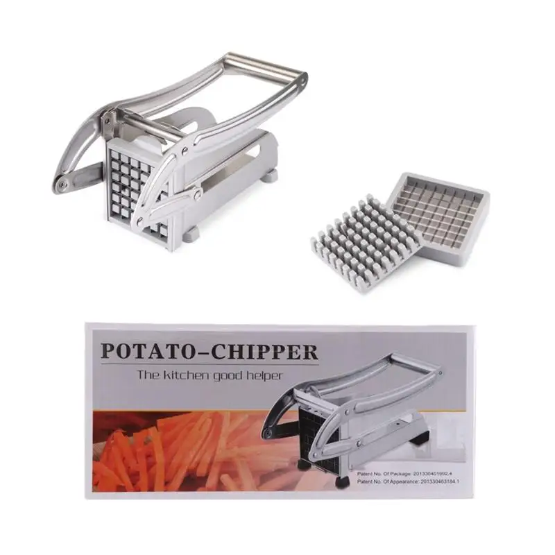 Нержавеющая сталь Французский картофель резак ломтерезка Chipper с 2 лезвиями для