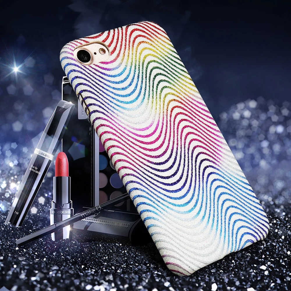 Kisscase Украшение Блеск чехол для телефона pc iPhone 7 7plus мода волнистым узором iphone 8 Plus