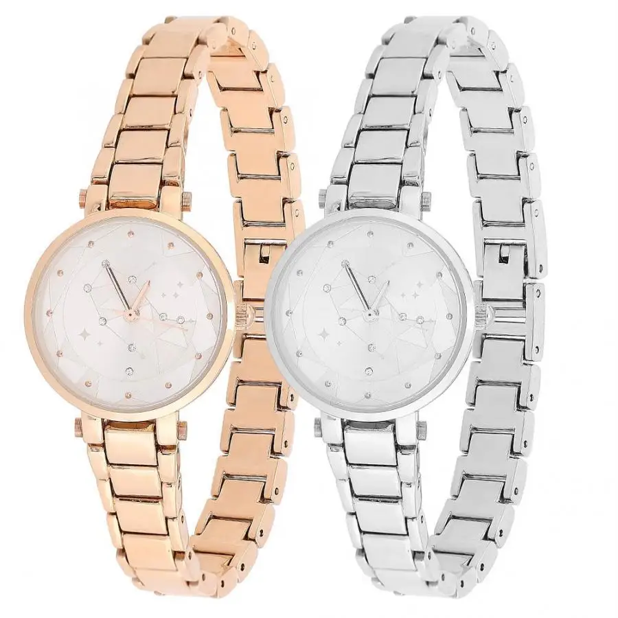 Модные кварцевые женские часы с Круглым Циферблатом из цинкового сплава со