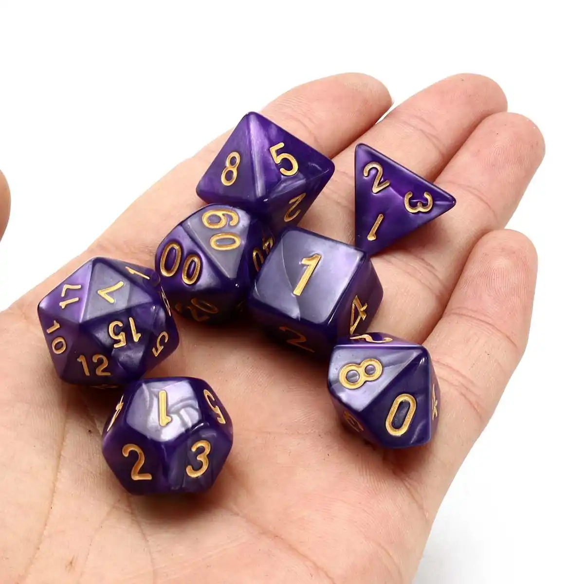 7 шт./компл. d4-d20 кубиков черные перламутровые многогранные кубики с набором в