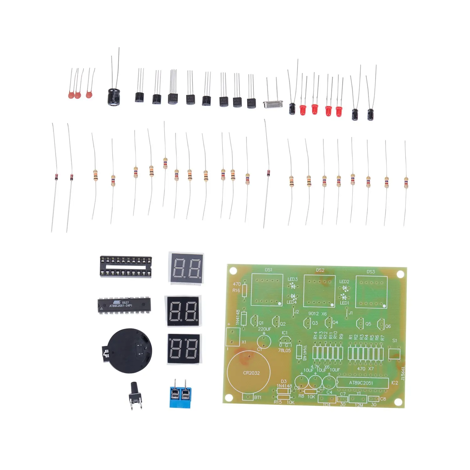 DIY Kit модуль 9V-12V AT89C2051 6 цифровой светодиодный электронные часы Запчасти