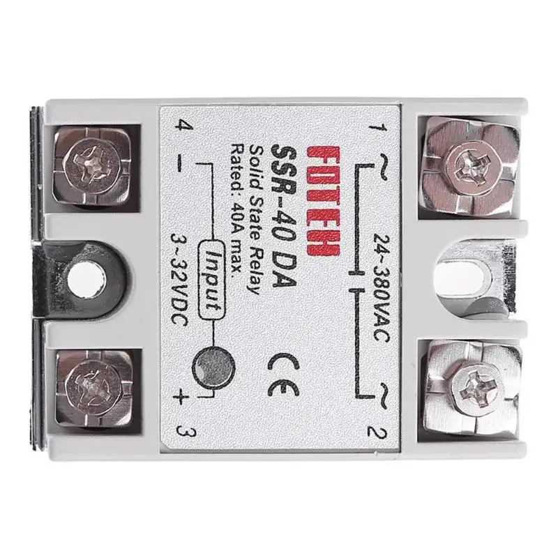 Твердотельный релейный модуль DC 3 32V к AC 24 380VAC SSR 40DA твердотельные релейные для Arduino