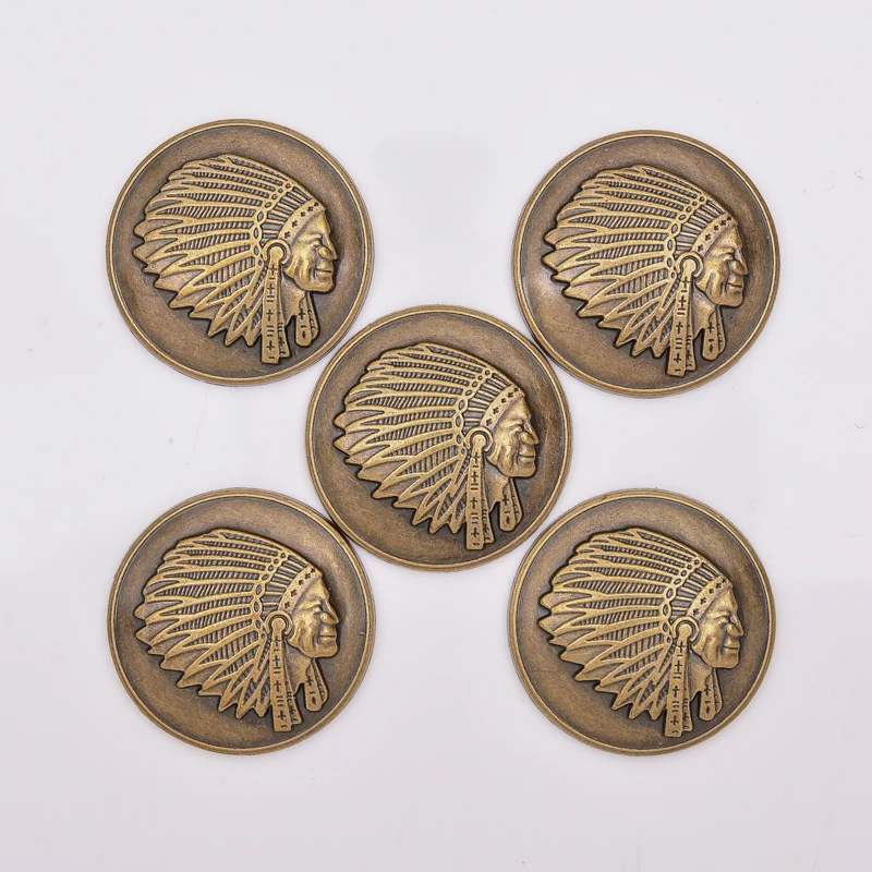 5PC 35X35MM Autique Brass Southwest Indian Chief Leathercraft Conchos Screwback | Украшения и аксессуары