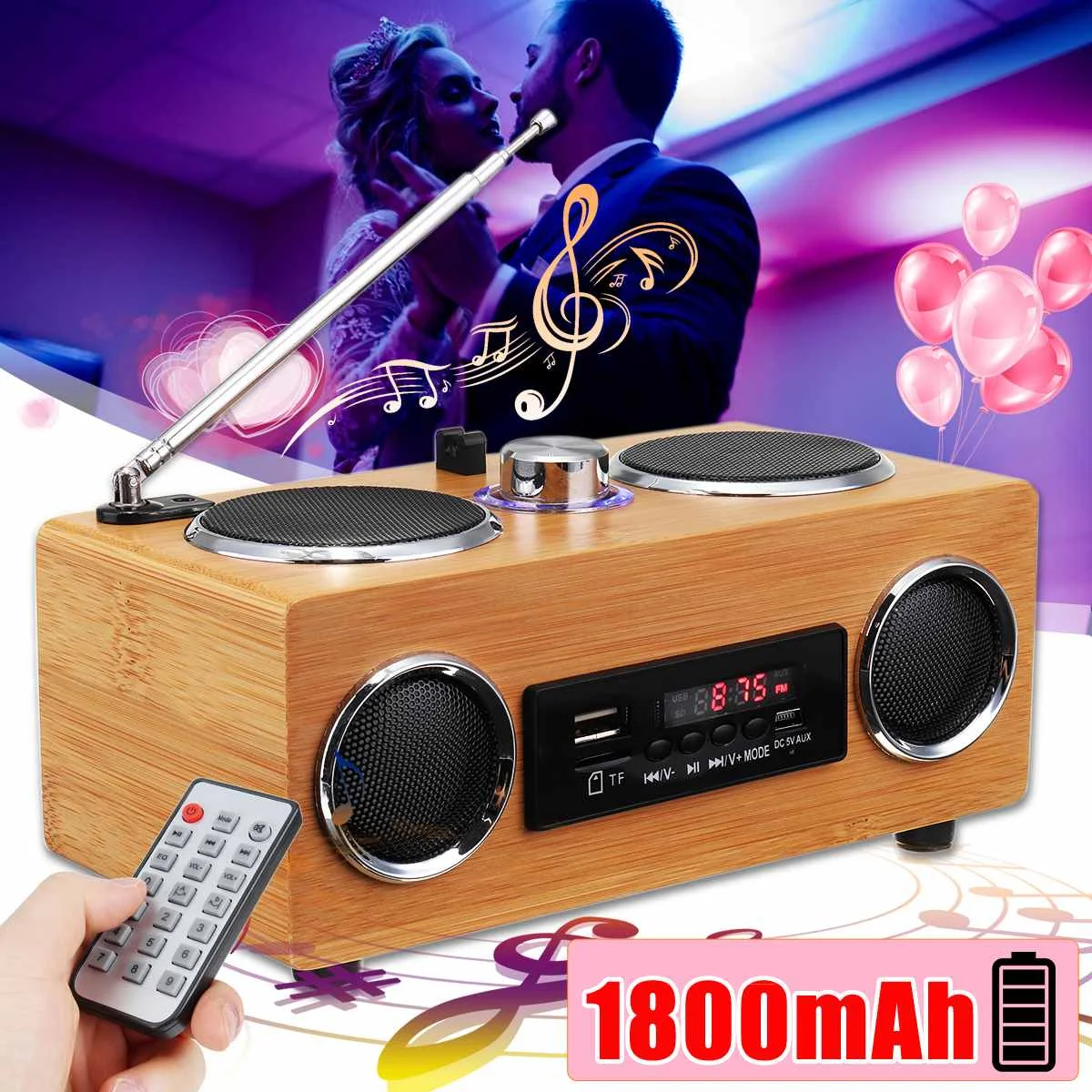 Винтажное Ретро Радио с супер басами FM радио бамбуковый мультимедийный динамик