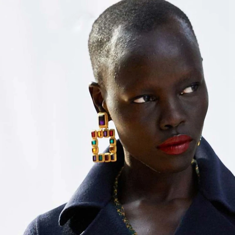 Большие квадратные висячие серьги Za для женщин очаровательные Винтажные