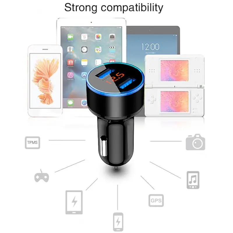 Двойной USB цифровой Красный светодиодный дисплей напряжения тока проверка