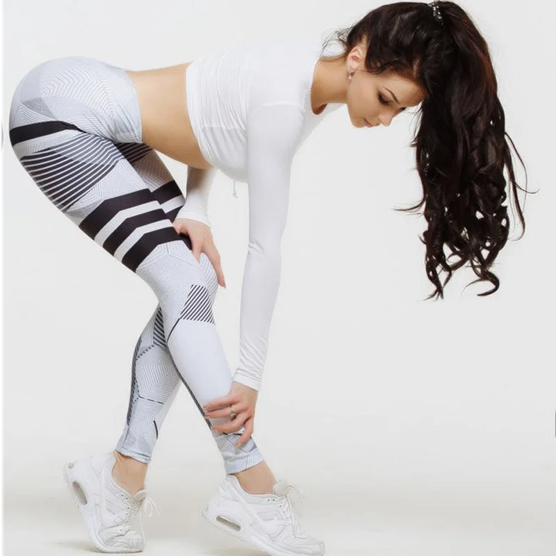 

Sexy Women High Waist Leggings Push Up Pants Legging Hip Jegging Patchwork Striped Jeggings Legins Autumn Summer Fashion