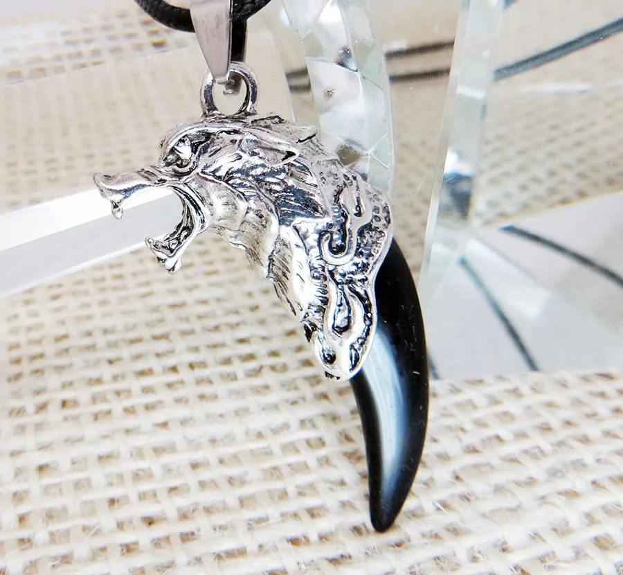 Cool Bronze Wolf Teeth Design Lovely gifts Necklace trendy jewelry For Couples Animal Head Pendant necklace drop shipping | Украшения и