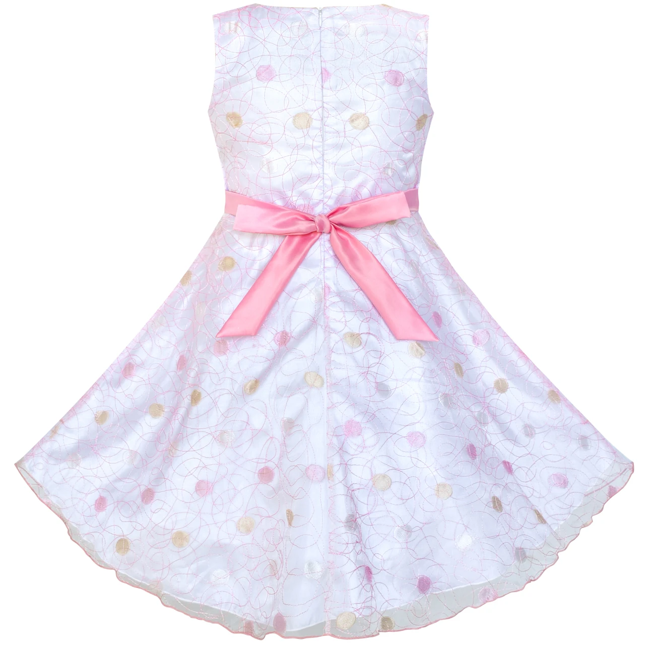 Sunny Fashion платья для девочек новогодние костюмы Цветок Точка Тюль Розовый Свадьба