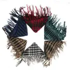 Легкий шарф с кисточками унисекс, тактический шарф в арабском стиле для пустыни, шемаг, для женщин и мужчин, в клетку, военный хиджаб keffyeh, шарф Мусульманский