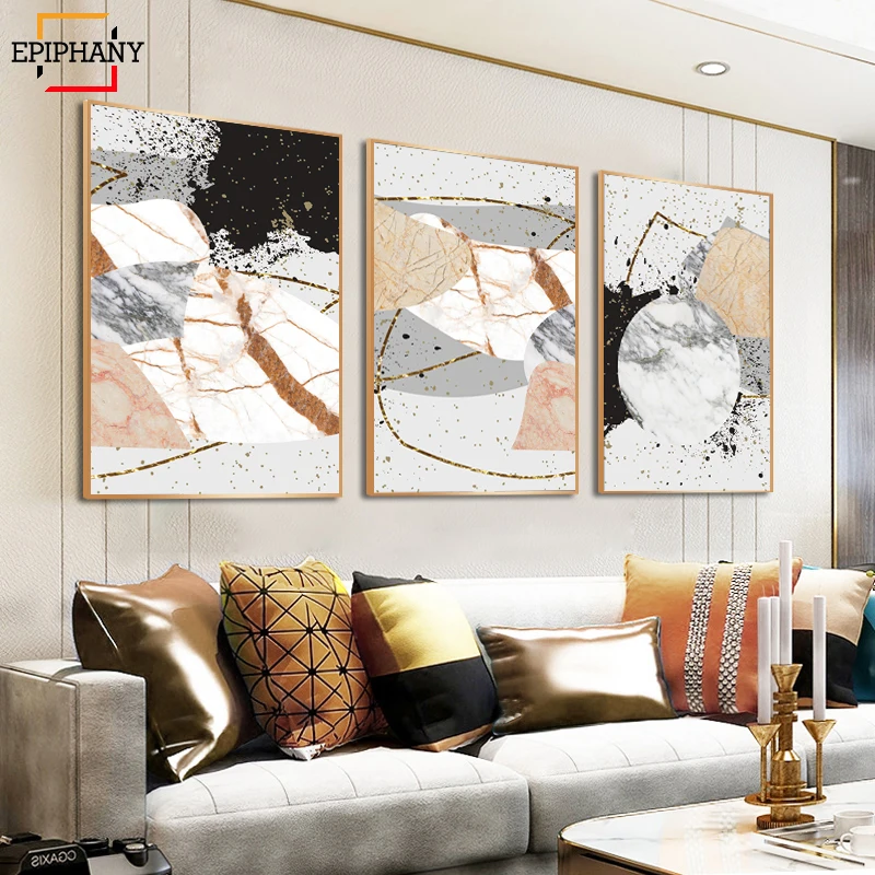 Geometric Marble Abstract Posters and Prints Modern Canvas Art Painting Decorative Pictures Nordic Style Home Decoration|Рисование и