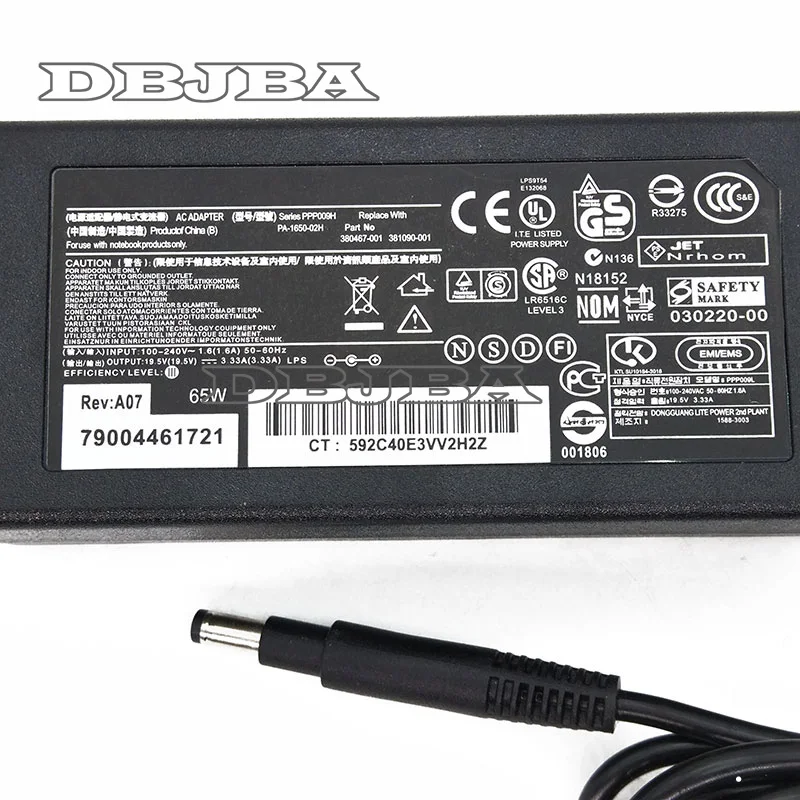 19 5 V 3.33A 65W Ноутбук Ac адаптер питания зарядное устройство для Hp Pavilion Sleekbook 14 15 Envy 4 6