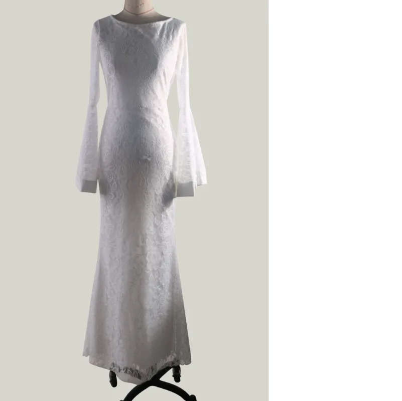 MUXU модное белое кружевное платье с длинным рукавом vestidos robe femme Длинные платья kleider