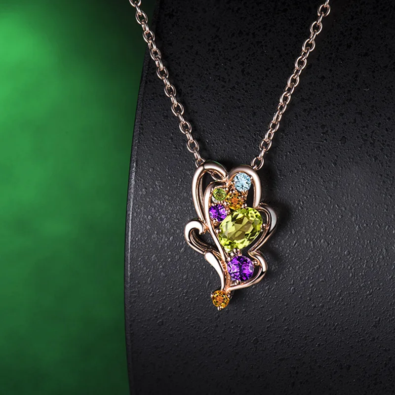 Подвеска с аметистом из сапфира 18 К розовая золотой лист цветной драгоценный