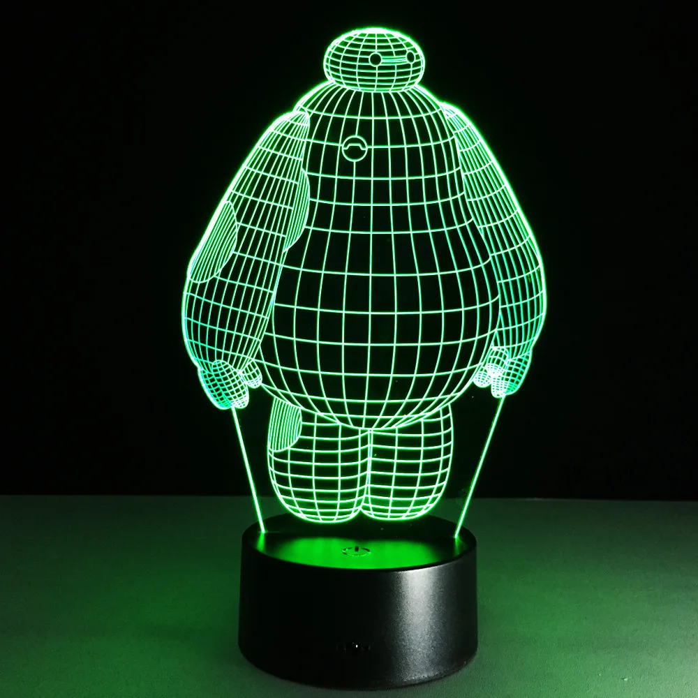 Hero Cartoon Baymax 3D Lamp Night Light USB LED Lighting Mulitcolor Holiday Souvenirs Luminaria Kids Toys Table luminaria AW-176 | Лампы и