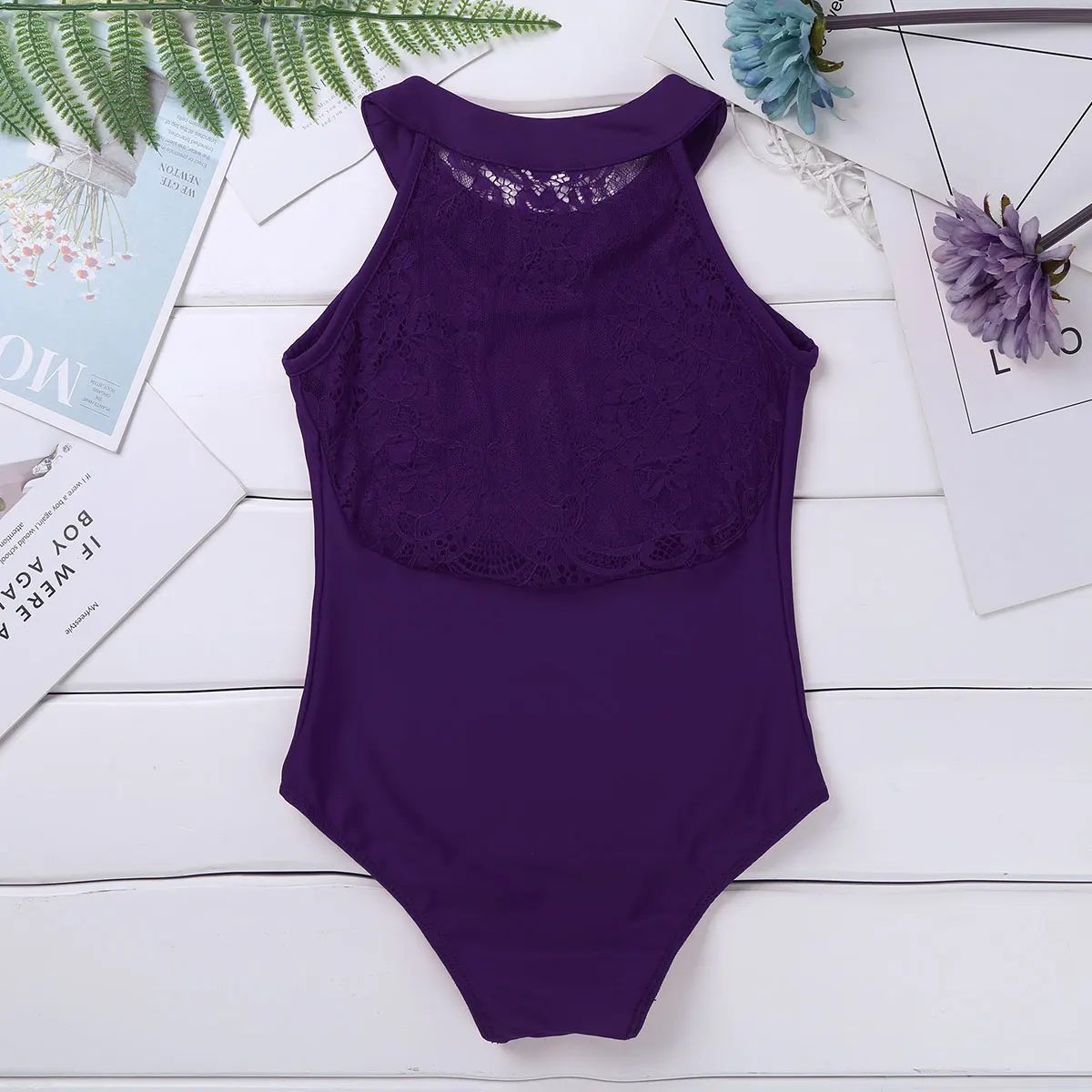 Детское балетное трико с цветочным кружевом без рукавов | Тематическая одежда и