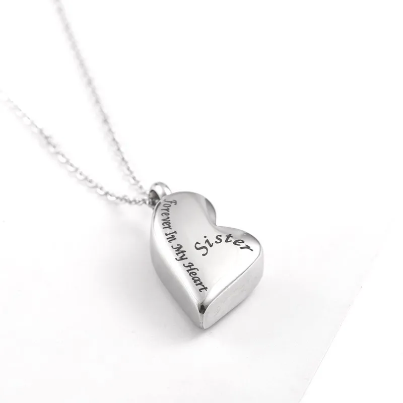 Ожерелье с наполнителем RIR Sister Forever In My сердечко Кремация Jewelry памятный сувенир