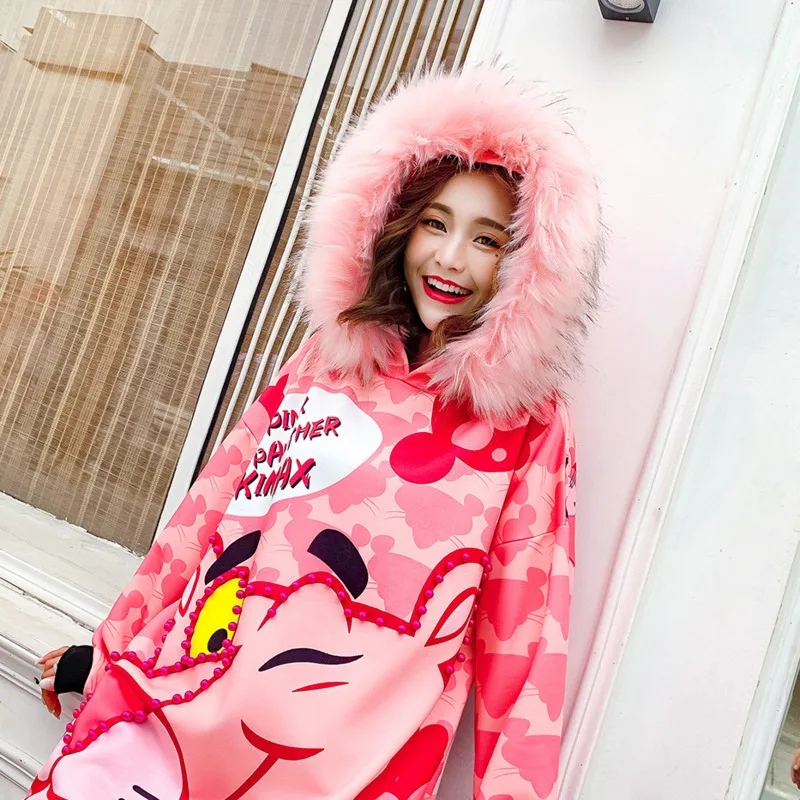 Женское платье Толстовка Vefadisa розовое толстовка с капюшоном и меховым