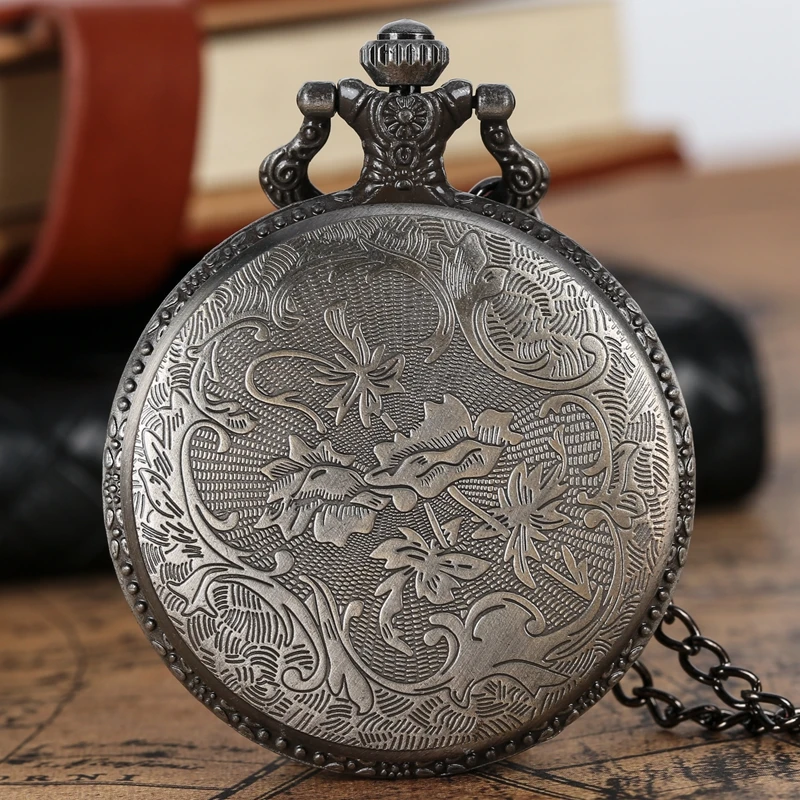 

The Elder Scrolls V Theme Quartz Pocket Watch Retro Bronze 3D Dragon Design Necklace Chain for Boys Skyrim Pendant Luxury Gifts