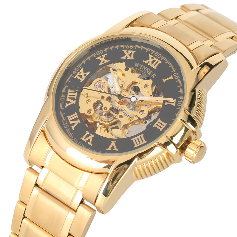 Мужские часы с скелетом Классические Механические из нержавеющей стали для