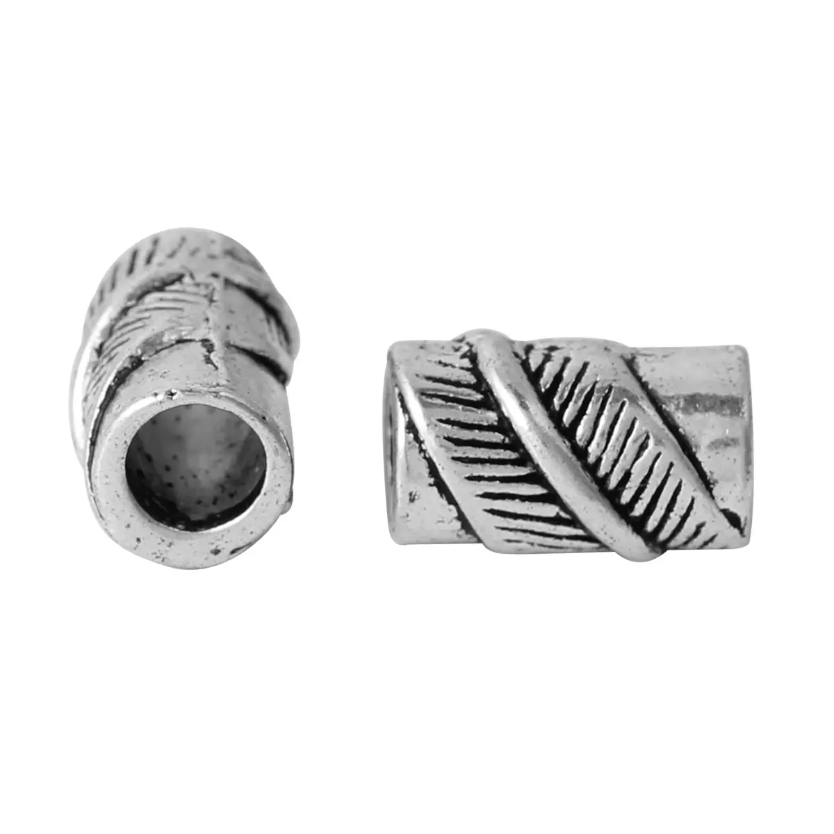 DoreenBeads 50 шт. серебристый лист трубчатые спейсеры бусины фурнитура 11x7 мм (B04299)